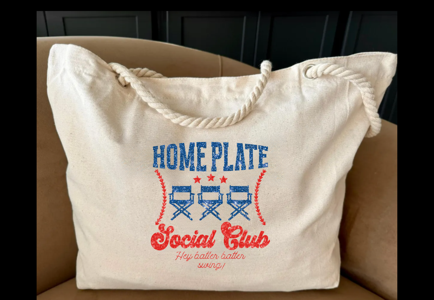 Baseball - Rope handle tote bag