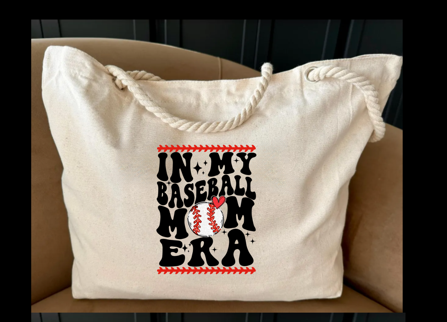 Baseball - Rope handle tote bag