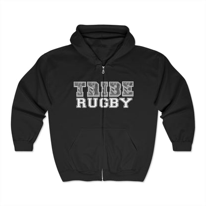 Tribe Rugby Full Zip Hooded Sweatshirt - Soft and Comfy Unisex Gildan Blend