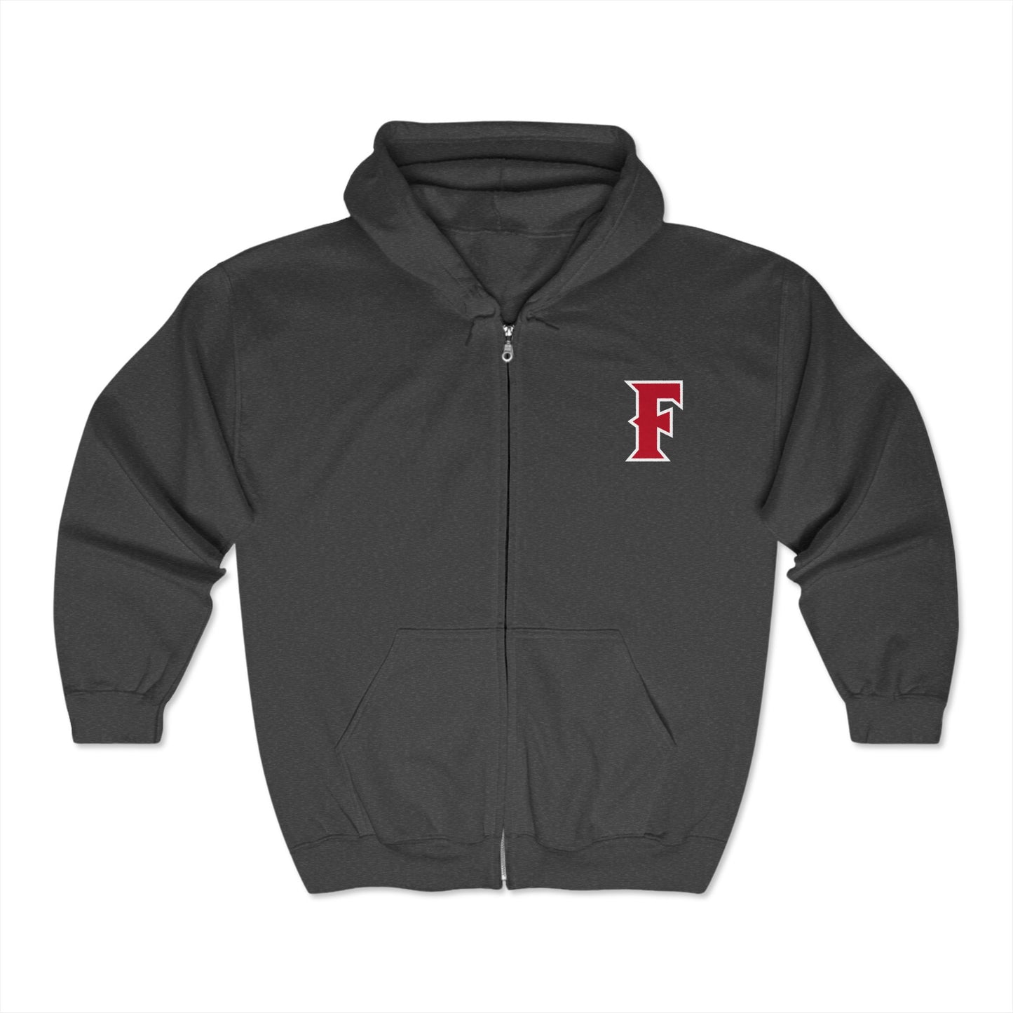 Fullerton Baseball - Full Zip Hooded Sweatshirt - Soft and Comfy Unisex Blend