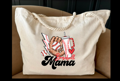 Baseball - Rope handle tote bag