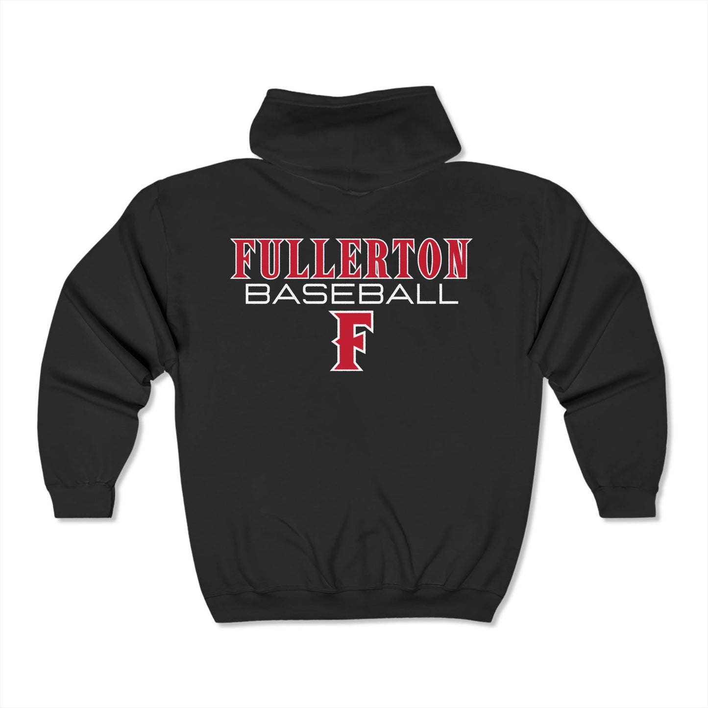 Fullerton Baseball - Full Zip Hooded Sweatshirt - Soft and Comfy Unisex Blend