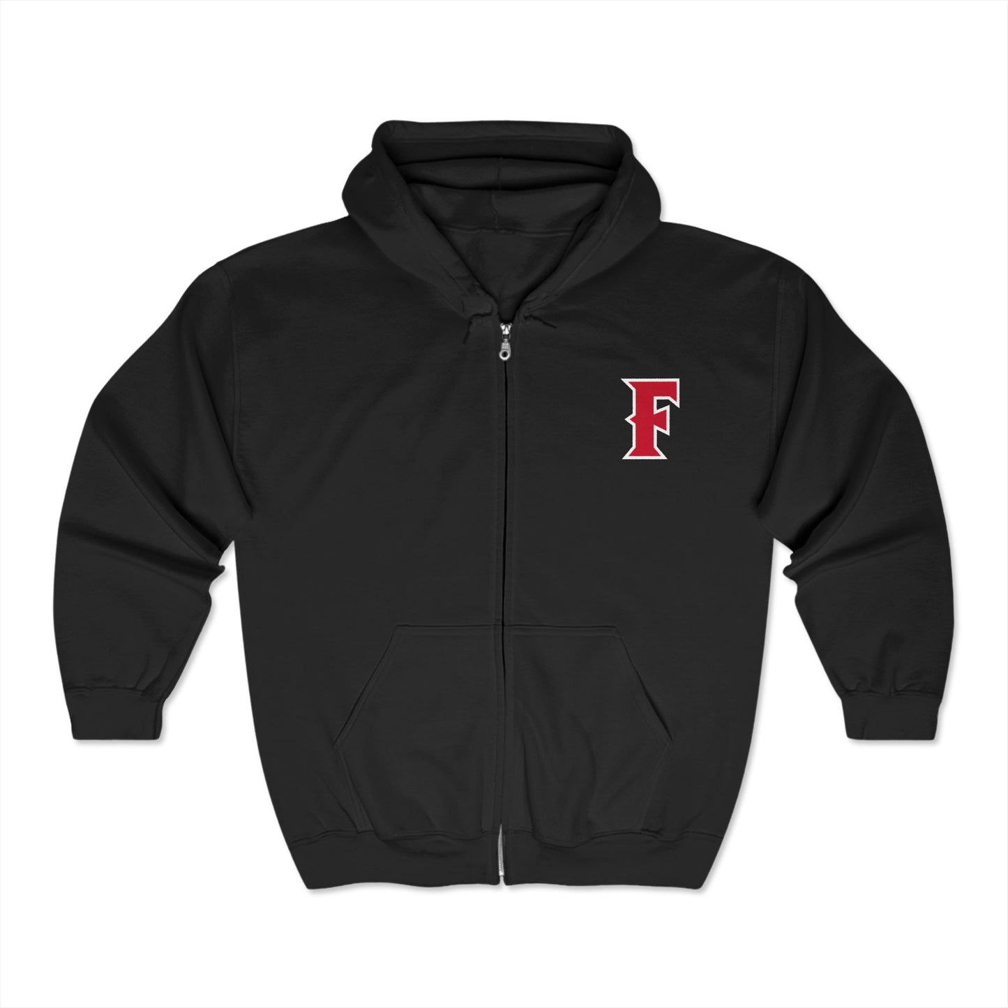 Fullerton Baseball - Full Zip Hooded Sweatshirt - Soft and Comfy Unisex Blend