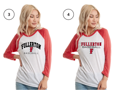 Fullerton Baseball Unisex Triblend 3/4-Sleeve