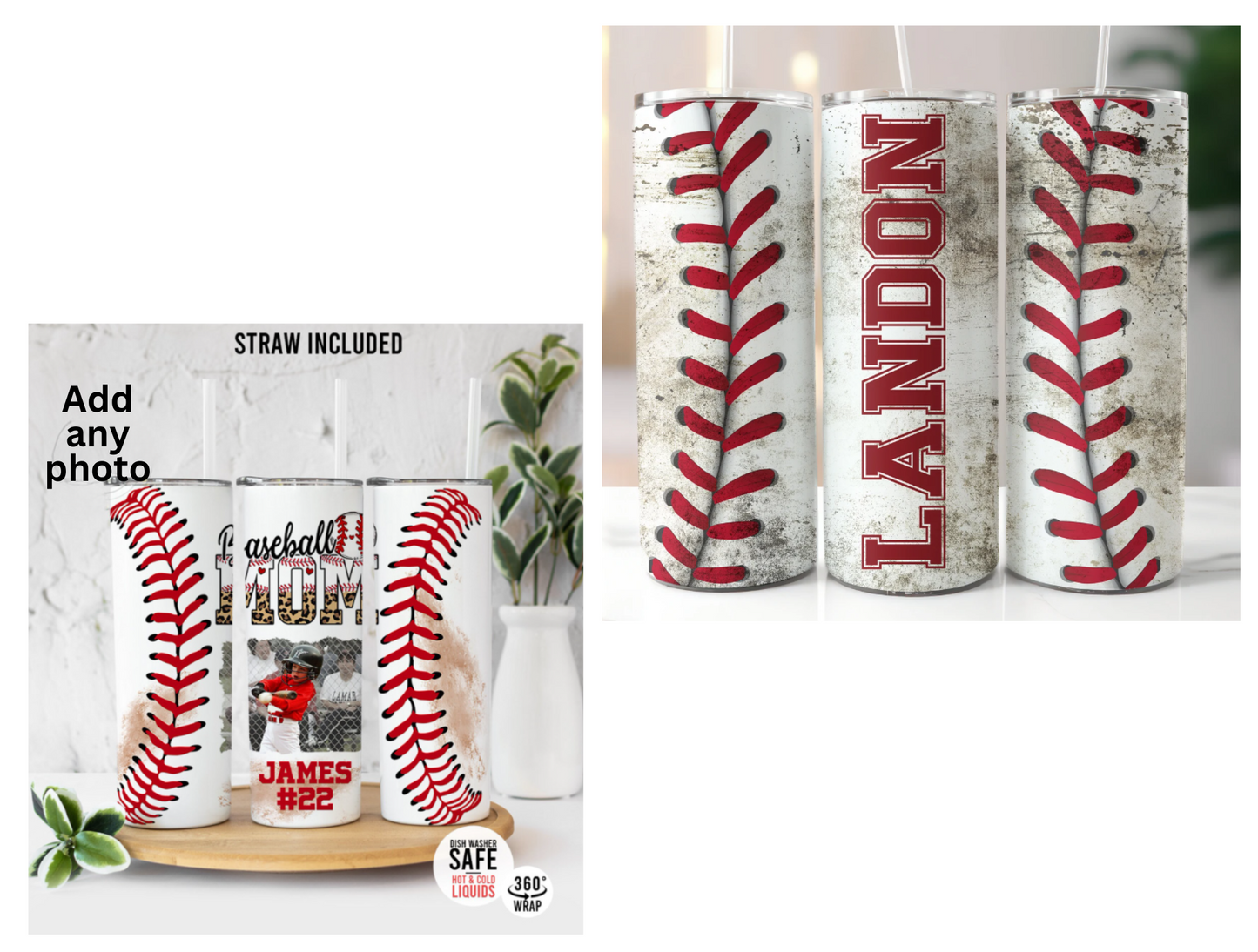 Custom Baseball Tumbler - 20oz
